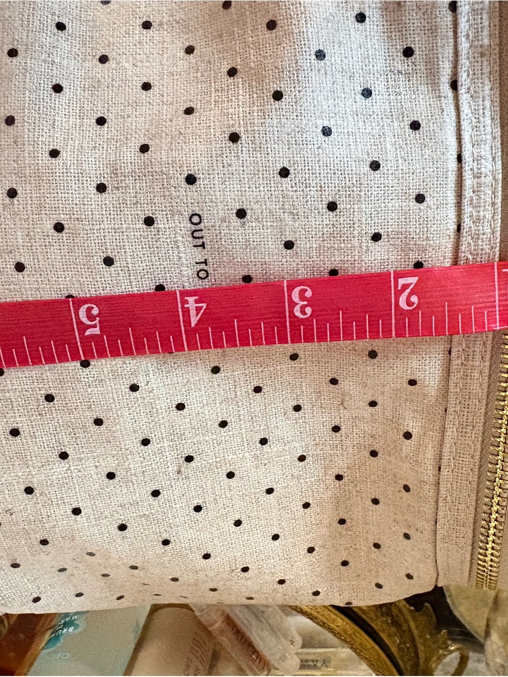 kate spade Out To Lunch Polka Dot Canvas Tote - Cream & Black with Gold Hardware - Picture 7 of 7